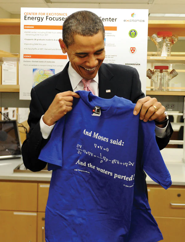 Obama @ MIT. Navier-Stokes equation.